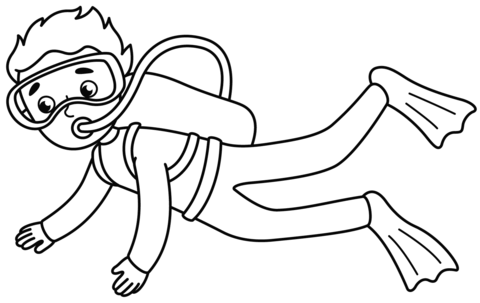 Scuba Diver Coloring Page